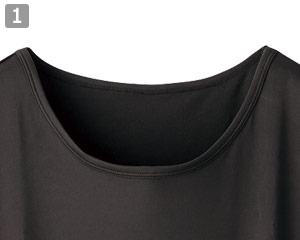 七分袖インナーTシャツ(01-WH90029)の商品詳細「広めの首まわり」