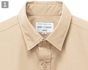 半袖レギュラーカラーシャツのポイント①合わせやすい襟元とボタン