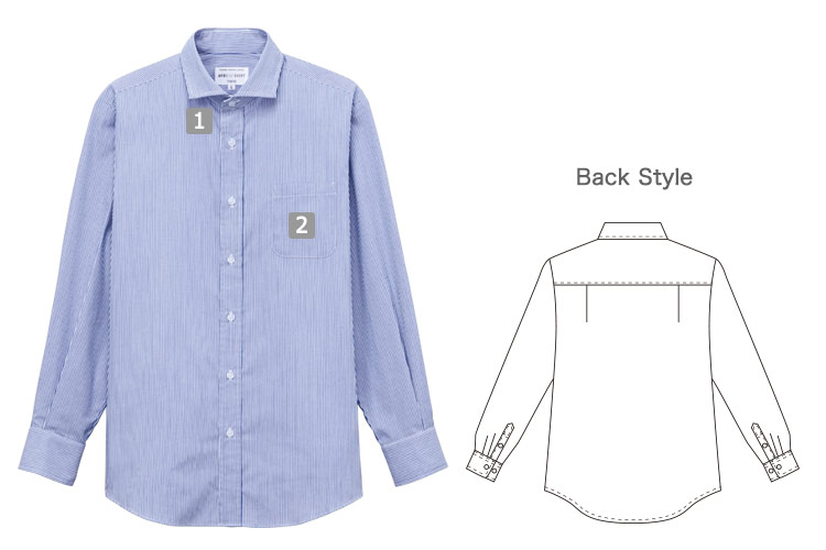 長袖ワイドカラーストライプシャツ(31-EP8368)の商品詳細