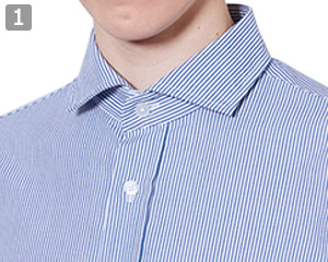 長袖ワイドカラーストライプシャツのポイント①ワイドカラー
