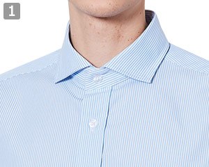 半袖ワイドカラーストライプシャツのポイント①ワイドカラー