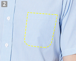 半袖ワイドカラーストライプシャツのポイント②左胸ポケット