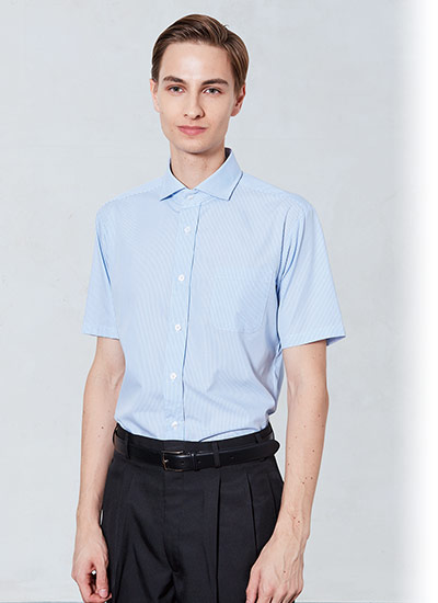 チトセの半袖ワイドカラーストライプシャツ(31-EP8369)のポイント画像