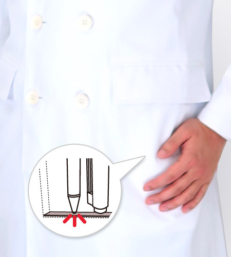 インクにじみ防止とダブルポケットのイメージ図