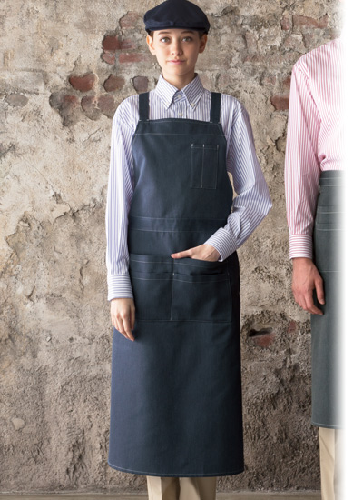 胸当てなしロングエプロン　4点 胸当てエプロンX型[KAZEN製品] KZN499 | 飲食店制服・フード