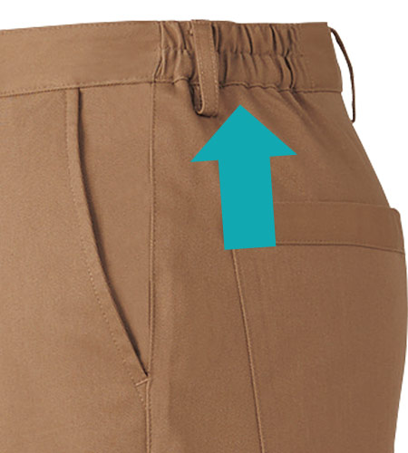 ウエストの脇ゴムでラクラク