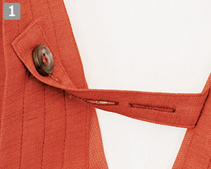 風格子作務衣①はだけ防止用ボタン