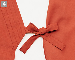 風格子作務衣④左腰の内ヒモ