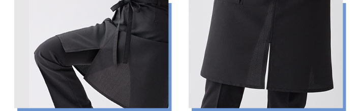 ダントツオチール腰下エプロン(32-83101)前スリット入りで足さばき抜群