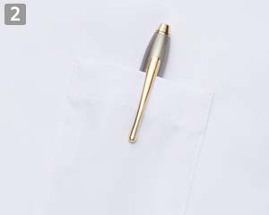 七分袖スタンドカラーシャツ(33-BL1900)の商品詳細「左袖ペン差しポケット」