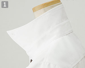 ショップコート/ボタンダウン(33-ET7727)の商品詳細「小顔襟」