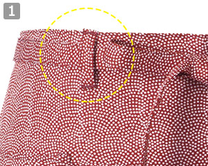 ショート丈エプロンのポイント①腰紐ループ