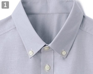 ボタンダウンの襟元