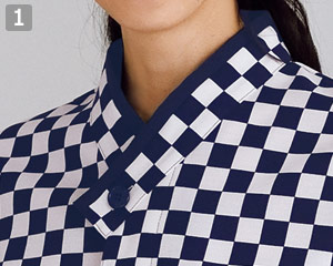 和風コート(33-SBLU1913)の商品詳細「着物風の襟元」