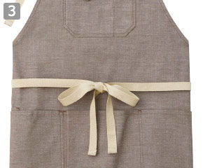 胸当てエプロンのポイント③杉綾テープの腰紐