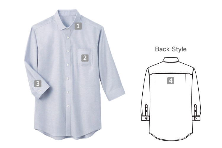 オックス・フォード七分袖セミワイドカラーシャツ(33-SBSU1810)の商品詳細