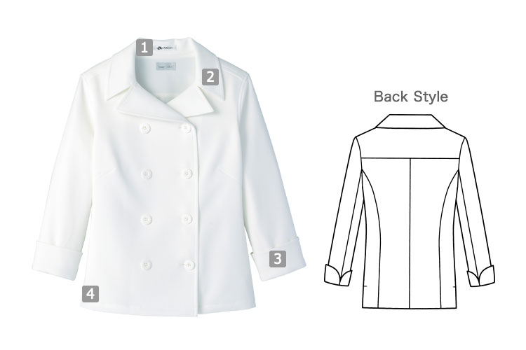 ピーコート風コックシャツ[女性用](34-FB4013L)の商品詳細