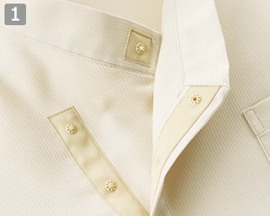 七分袖和風シャツ(34-fb4568u)の商品詳細「スナップボタン開き」