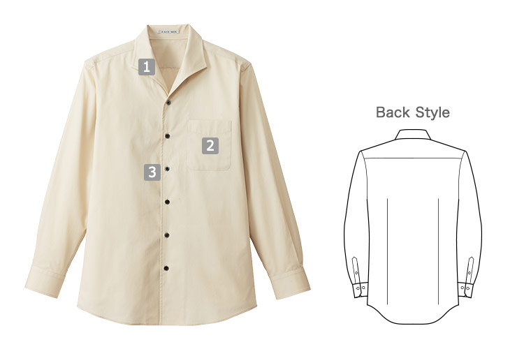 イタリアンカラー長袖シャツ(34-FB5033M)の商品詳細