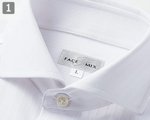 ニット生地では珍しいワイドカラー