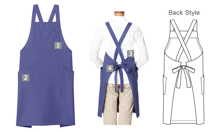 バッククロス胸当てエプロン(34-FK7163)の商品詳細