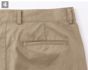 ストレートチノパンのポイント④後ろ両側片玉縁ポケット