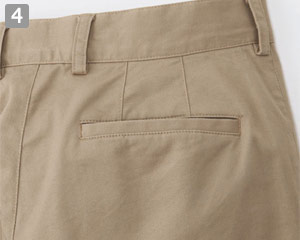 ストレートパンツのポイント④後ろ両側片玉縁ポケット