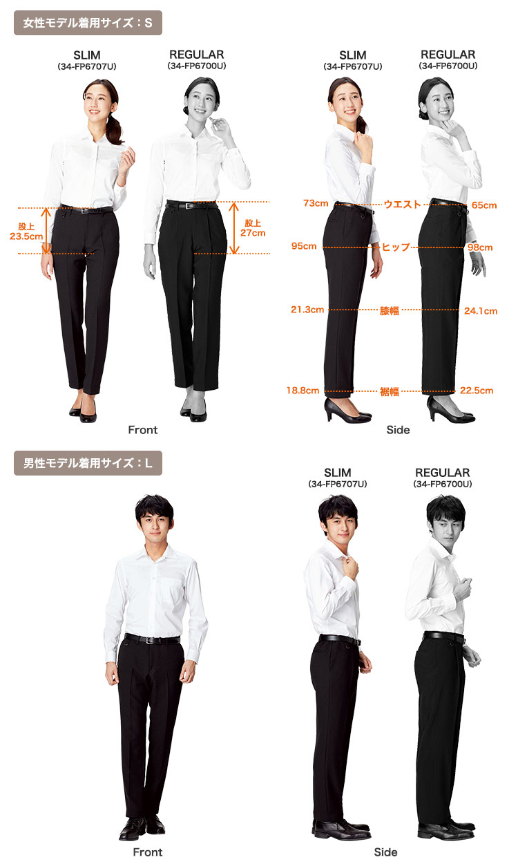 裾上げらくらくスリムパンツ(34-FP6707U)と従来品との差