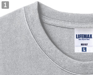 ポケット付きスーパーヘビーウェイトTシャツ(34-MS1157)の商品詳細「しっかり感のある襟リブ」