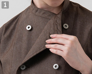 コックコート/長袖(35-BA1088)の商品詳細「ネオバボタン」
