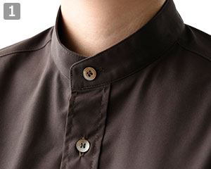スタンドカラーシャツ/半袖(35-CH4458)の商品詳細「ボタンダウンカラー」