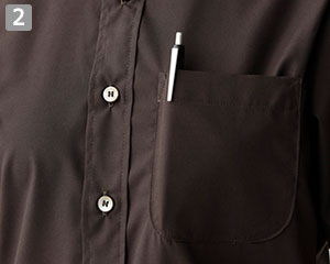 スタンドカラーシャツ/半袖(35-CH4458)の商品詳細「左胸ポケット」