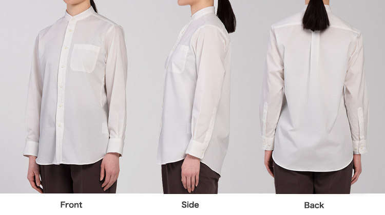 スタンドカラーシャツ/長袖(35-CH4466)の着用画像