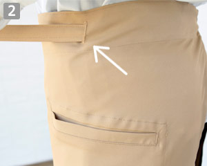 ミドルエプロンのポイント②腰紐通しホール