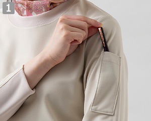 長袖ニットシャツ(35-CU1961)の商品詳細「ペン差しポケット」