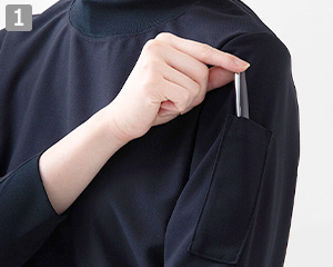 長袖ニットシャツ(35-CU1963)の商品詳細「ペン差しポケット」