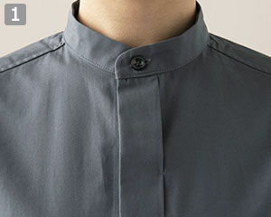 8分袖スタンドカラーシャツ(35-QH7364)の商品詳細「スタンドカラー」