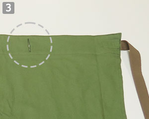 胸当てエプロン(35-QT7355)の商品詳細「腰紐通し穴」