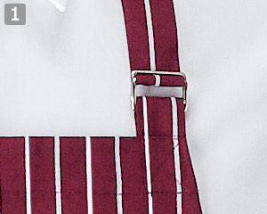 ストライプ柄胸当てエプロン(35-WT7815)の商品詳細「首かけDカン調節」