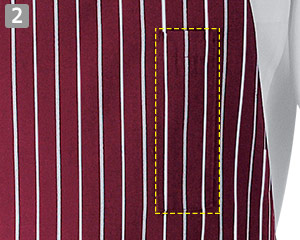 ストライプ柄胸当てエプロン(35-WT7815)の商品詳細「左胸ペン差しポケット」