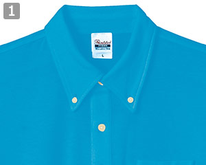 スタンダードボタンダウンポロシャツのポイント①ボタンダウンの襟元