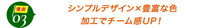ダントツ人気の理由3シンプルデザイン×豊富な色。加工でチーム感UP!