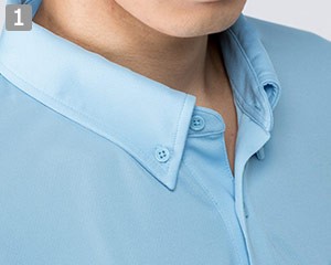 ドライボタンダウン長袖ポロシャツ(41-00314ABL)の商品詳細「ボタンダウンの襟元」