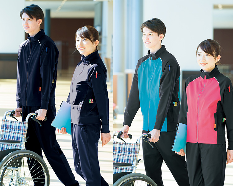 アイトスのストレッチニットジャケット(71-OM312)の着用画像