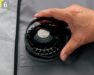 空調服® 長袖ジャケット(61-50199)の商品詳細「ファン取付口」