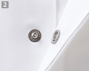 襟なし調理衣のポイント②スナップボタン