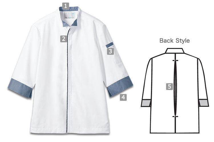 調理コート/七分袖[男女兼用](71-2-683)の商品詳細