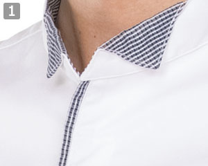 調理コート/七分袖[男女兼用](71-2-683)の商品詳細「襟裏の配色」