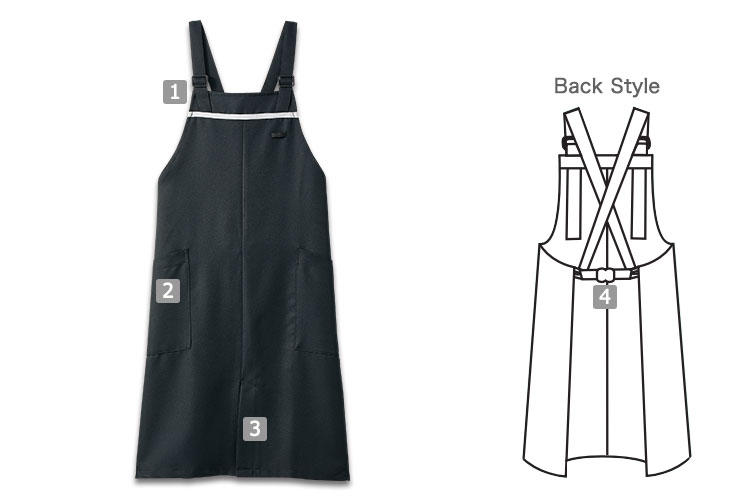 胸当てエプロン[男女兼用](71-5-880)の商品詳細