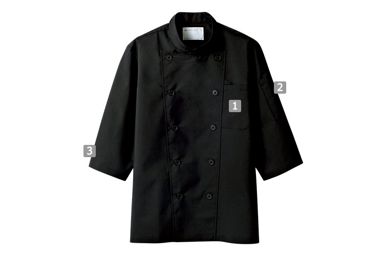 制菌加工コックコートのディテール